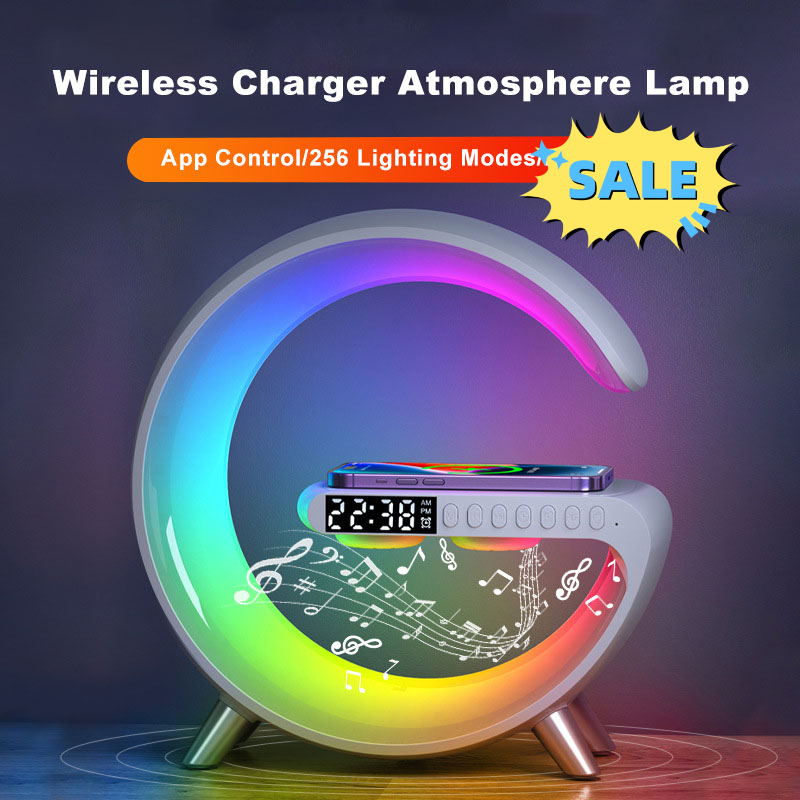 2023 New G Shaped LED Lamp Bluetooth Speaker Wireless Charger Atmosphere Lamp For Bedroom Home Decor